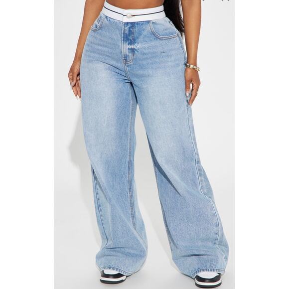 NEW Fashion Nova Getting Back to Business Trouser Jeans Streetwear Sporty size 1 - Picture 1 of 12